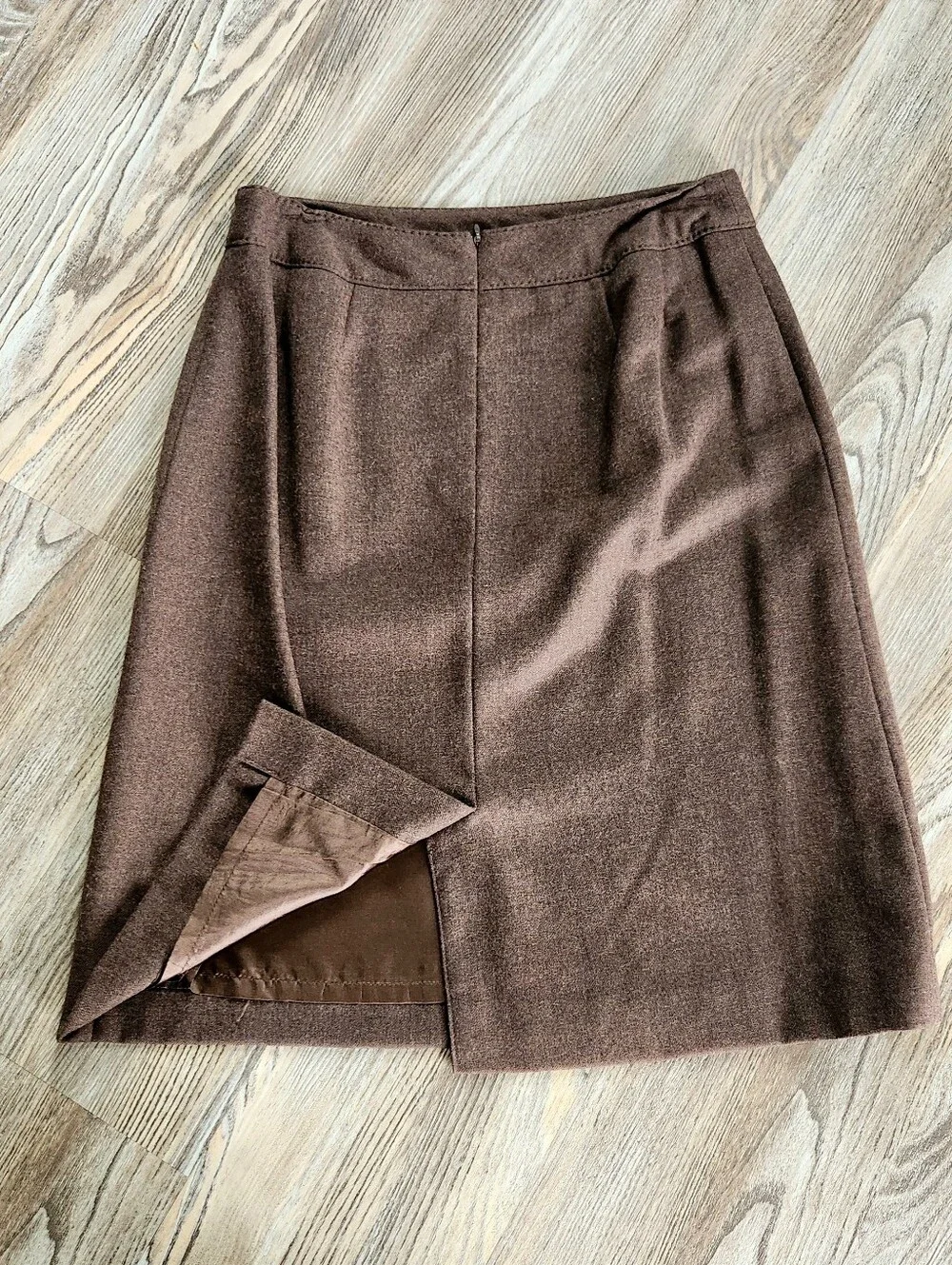 Vintage Pendleton Virgin Wool Knee Length Pencil Skirt Brown 8 USA Tweed Classic